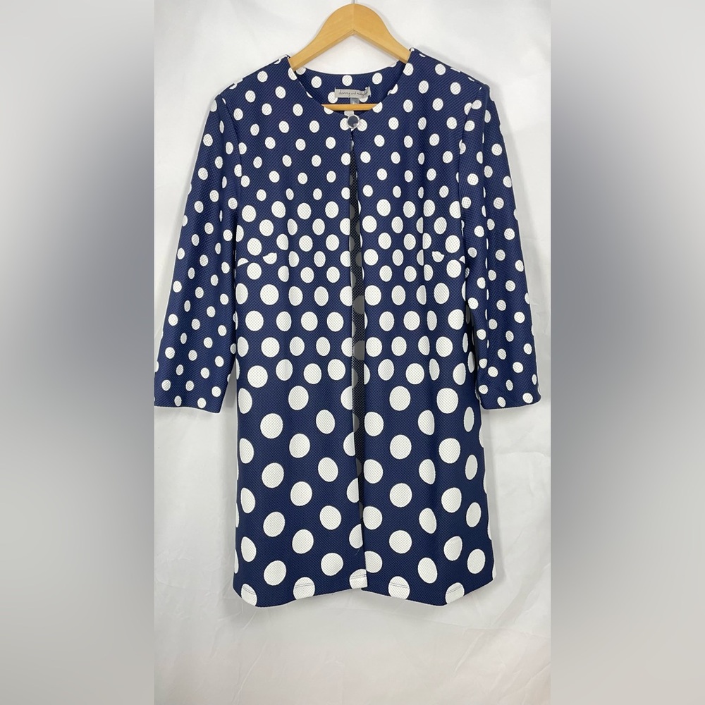 Danny & Nicole Navy and White Polka Dot Blazer